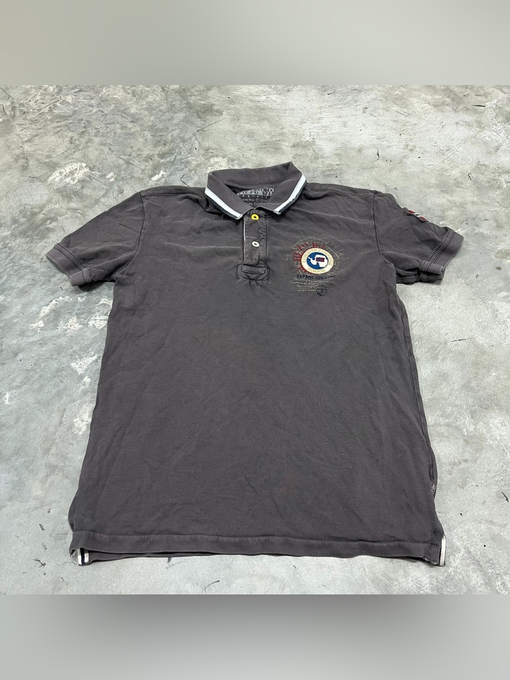 Napapijri Mens Geographic Graphic Polo Shirt Large Grey Flecked DM26